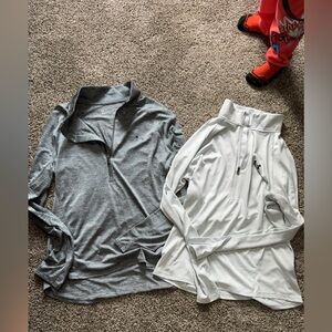 Under Armour Gray and White Quarter-Zip Pullovers
